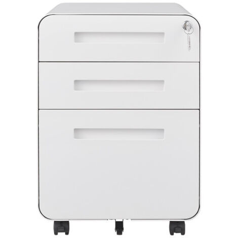 Caisson mobile, meuble rangement bureau ,avec 3 tiroirs, 46 x 40 x 58 cm ,simple, blanc
