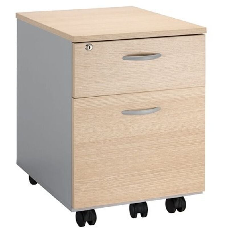 Caisson mobile bois Practica 2 tiroirs chêne - Maxiburo