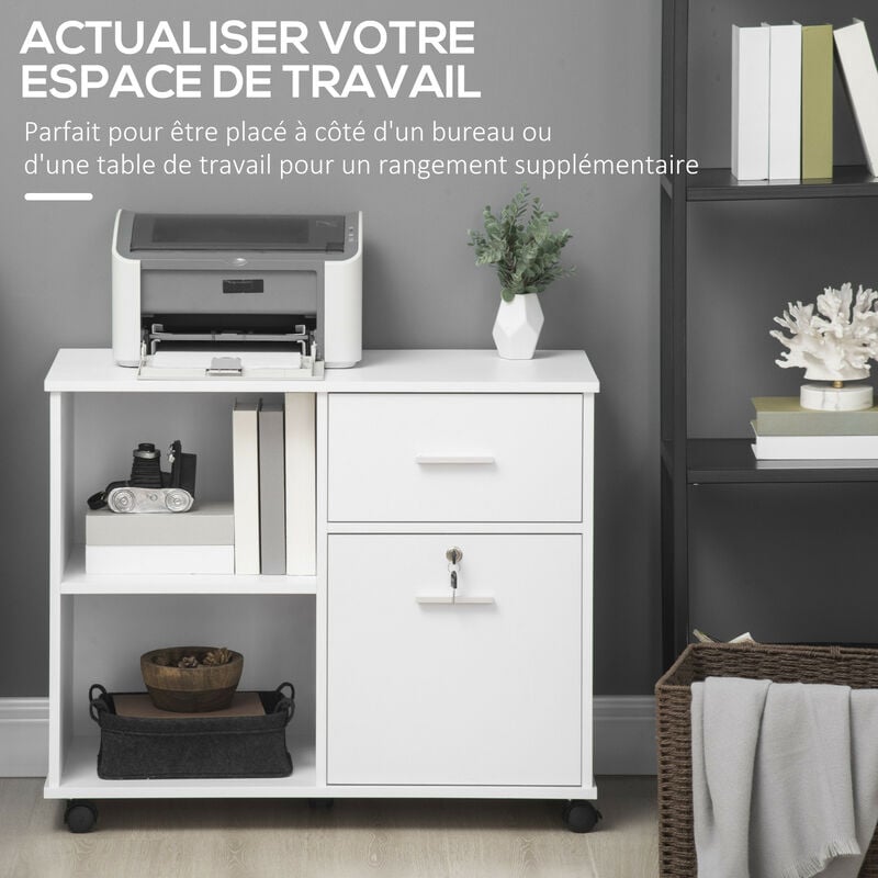 Caisson organiseur support d'imprimante alba blanc