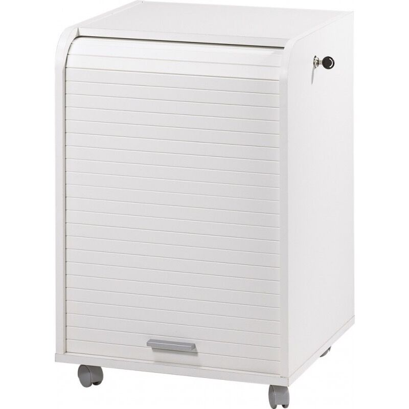 Caisson à rideau sur roulettes 2 tiroirs blanc Orga 70cm