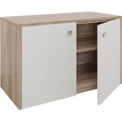 Meuble de rangement sur roulette - ALTEA 70 cm coloris bois et blanc