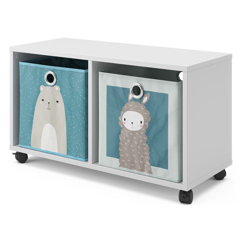 Vicco - Bibliothèque enfant, Blanc, 72 x 42.4 cm avec 2 boxes pliants