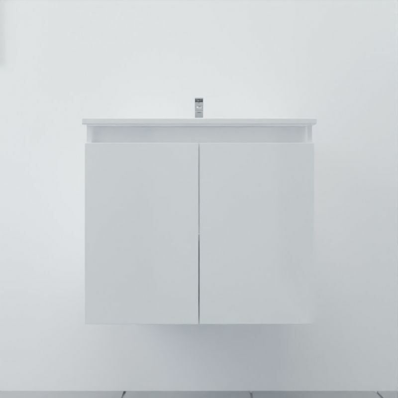 Cuisibane - Meuble salle de bain suspendu 70 cm proline- Blanc- Plan vasque en Résine