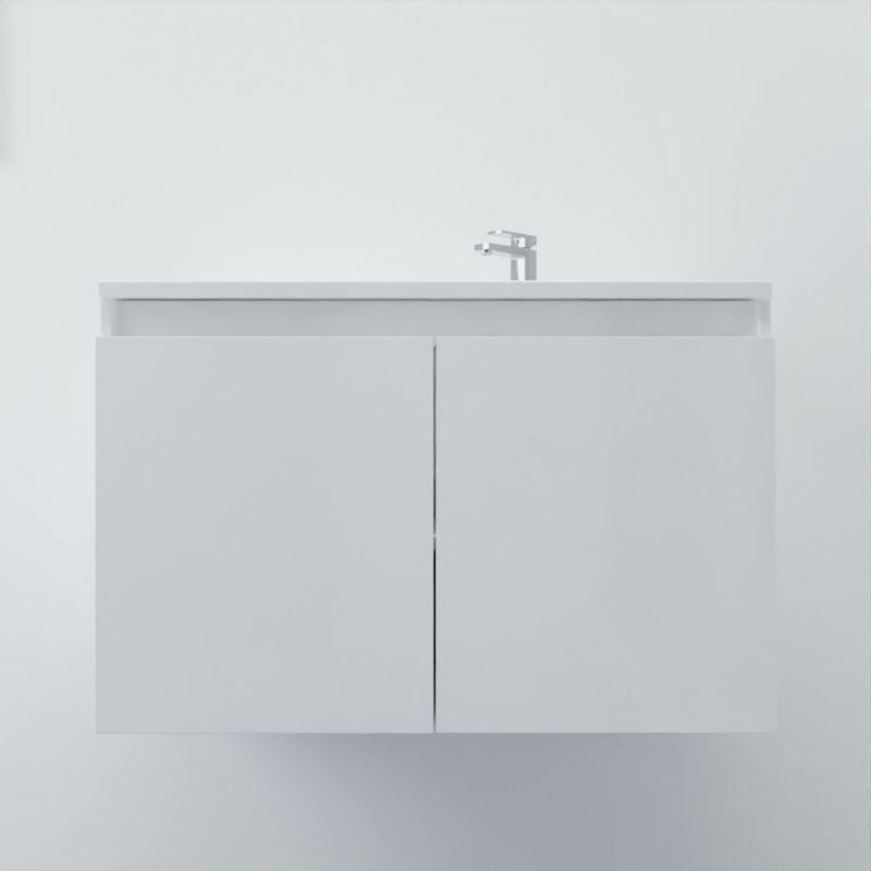 Cuisibane - Meuble salle de bain suspendu 80 cm proline- Blanc- Plan vasque en Résine