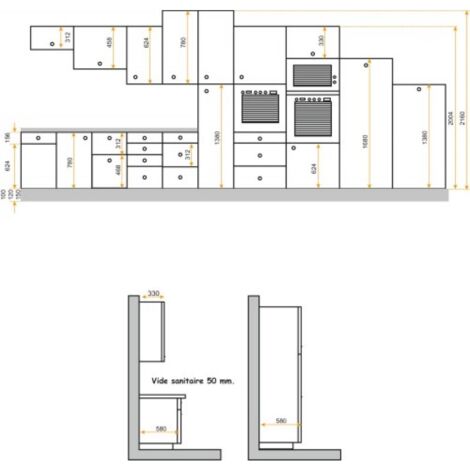 Caisson sous évier hauteur 780 mm profondeur 580 mm largeur 600 mm coloris blanc