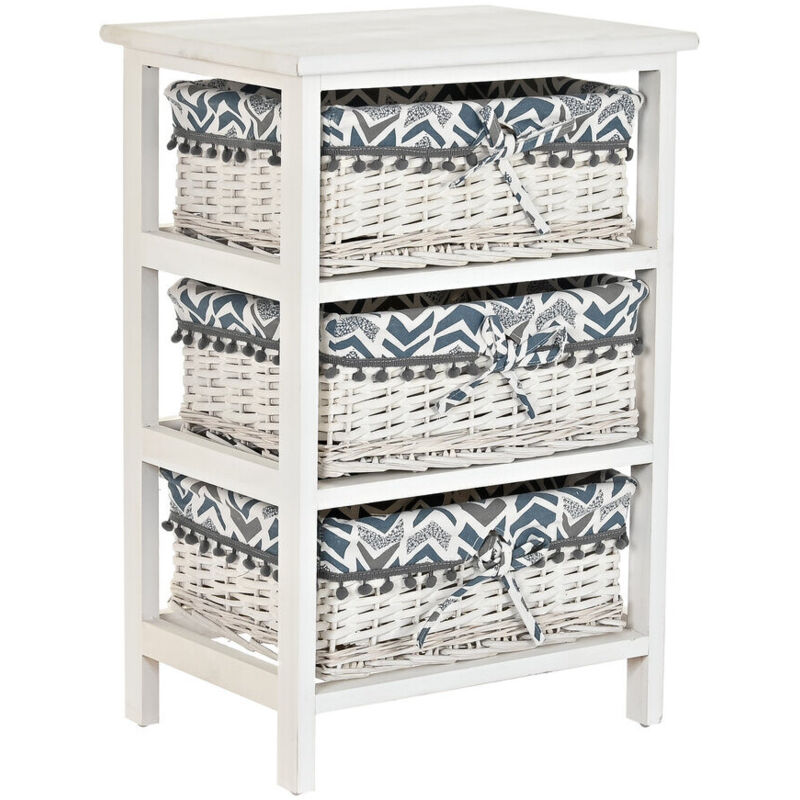 Commode Paulownia Osier 40X29X59 3 Tiroirs Blanc