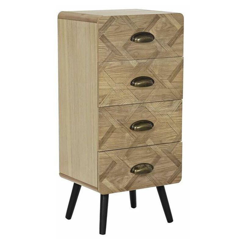 Dkd Home Decor - Caisson à Tiroirs Noir Naturel Métal Bois mdf Boho 37 x 31,5 x 80 cm