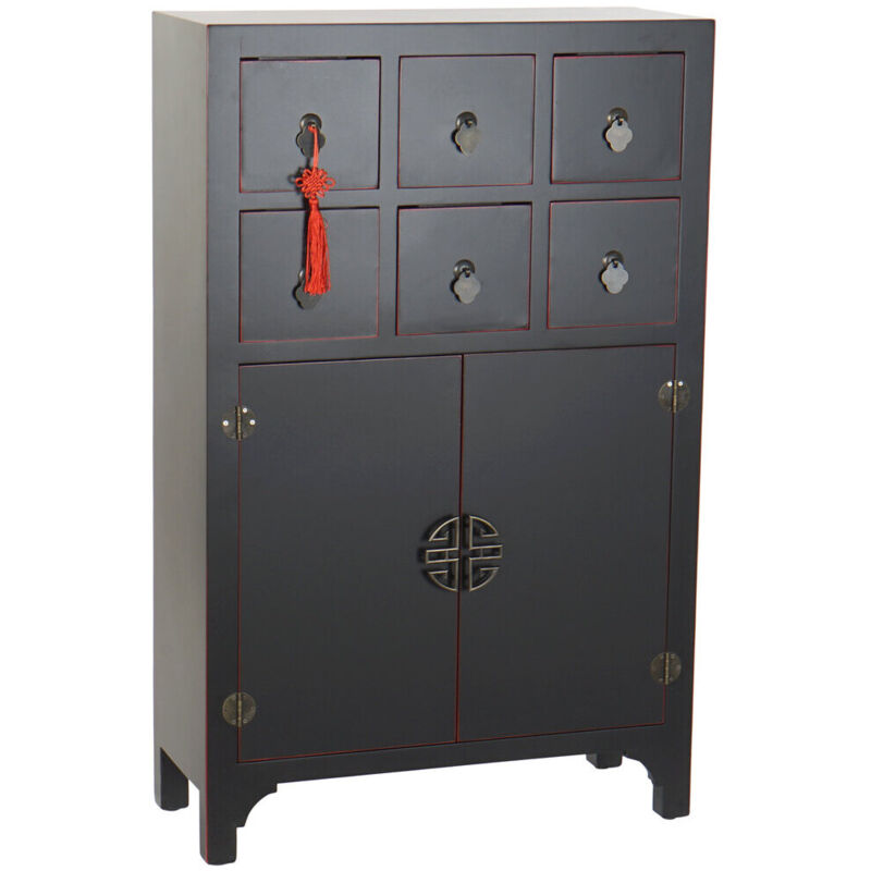 Commode Sapin Mdf 63X27X101 Oriental Noir