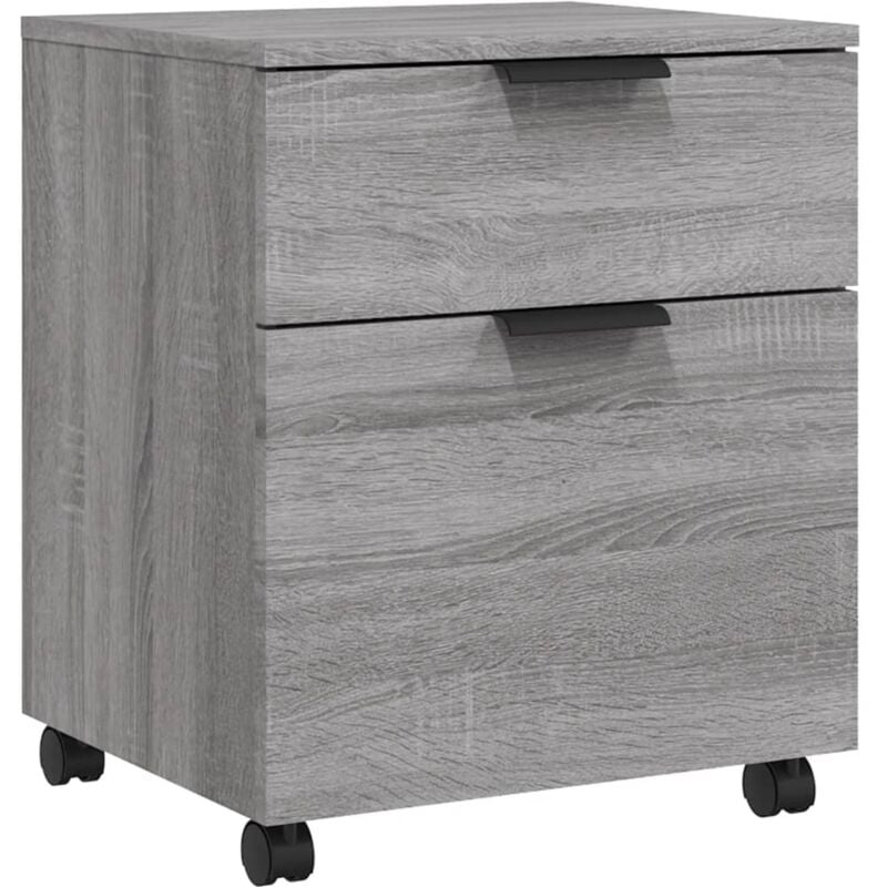 Caissons à tiroirs meuble de bureau mobile sur roulettes couleur sonoma gris 45 x 38 x 54 cm mdf gris DEC024566