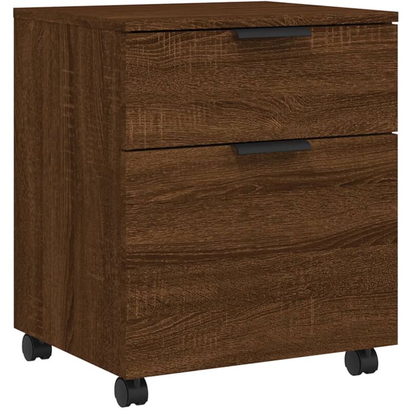 Décoshop26 - Caissons à tiroirs meuble de bureau sur roulettes couleur chêne marron 45 x 38 x 54 cm bois d'ingénierie DEC024562
