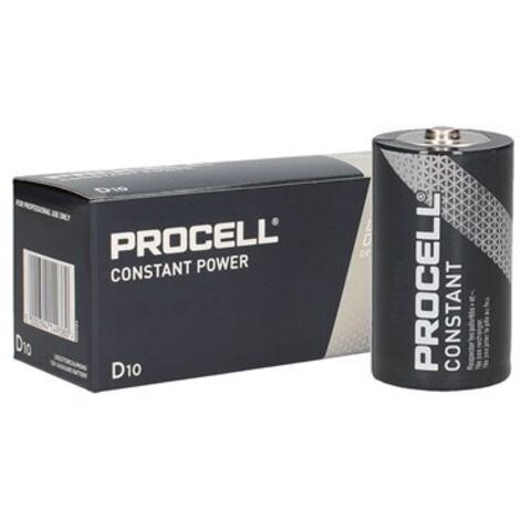 Caja 10 pilas alcalinas industriales Procell LR20 (D)