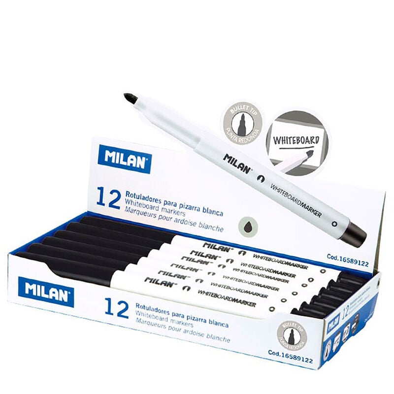 

Caja 12 rotuladores negros para pizarra blanca - Milan