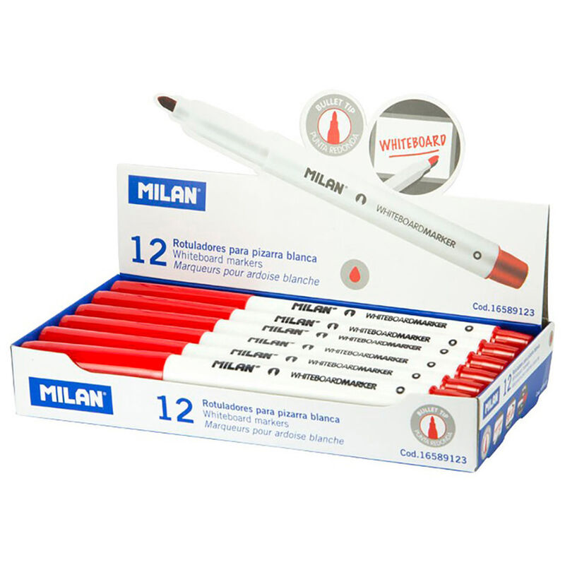 

Caja 12 rotuladores rojos para pizarra blanca - Milan