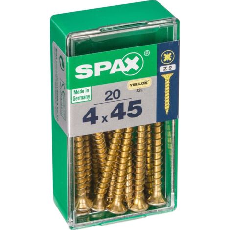 Caja 20 unid. tornillo madera cabeza plana yellox 4,0x45mm spax
