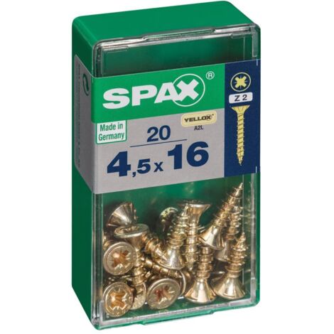 Caja 20 unid. tornillo madera cabeza plana yellox 4,5x16mm spax
