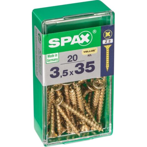CAJA 20 unid. TORNILLO MADERA SPAX CABEZA PLANA YELLOX 3,5x35mm SPAX