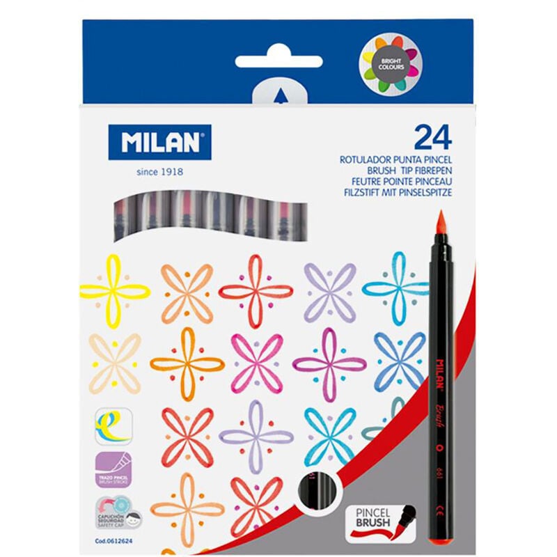 

Caja 24 rotuladores punta de pincel base agua - Milan