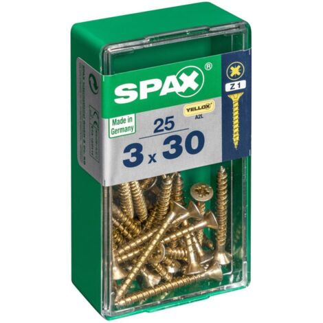 CAJA 25 unid. TORNILLO MADERA SPAX CABEZA PLANA YELLOX 3,0x30mm SPAX