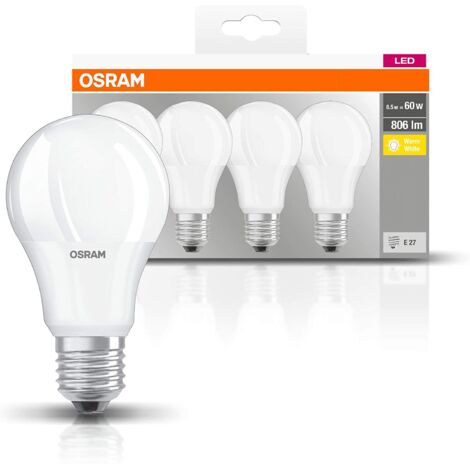 CAJA 4 BOMBILLAS LED ESTANDAR E27 8.5W LUZ CALIDA OSRAM
