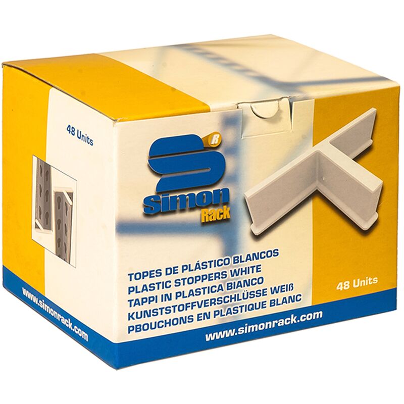 

Caja 48 topes para estantería 105x140x105 mm officlick color blanco