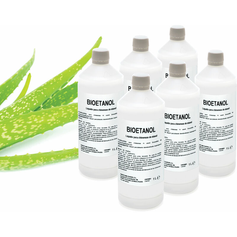 

Bioetanol, combustible de origen natural, aroma Aloe Vera, caja 6 Botellas de 1L