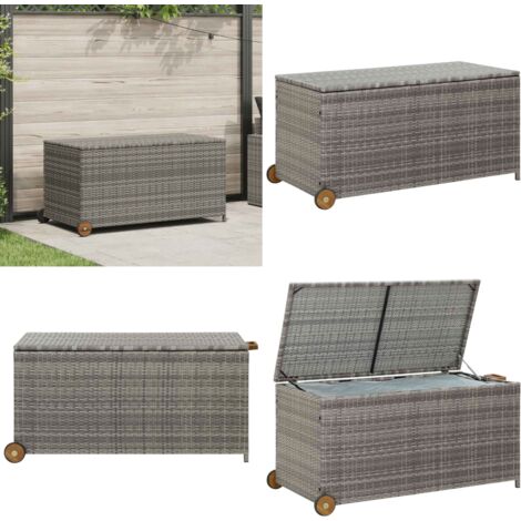 Caja almacenaje jardín ratán sintético gris claro 120x65x61 cm - Caja de jardín - Caja para cojines