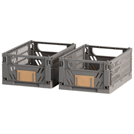 Caja almacenaje plegable gris 17 x 12.5 x 7 cm set 2 piezas