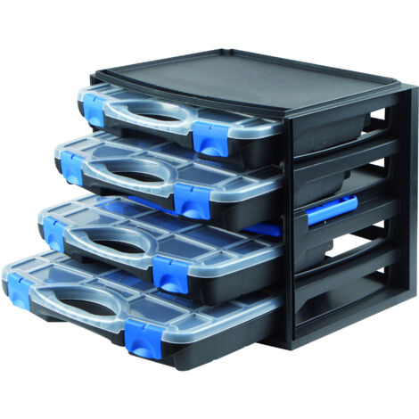 Caja almacenamiento tayg apilable 4 compartimentos 310x240x45 mm