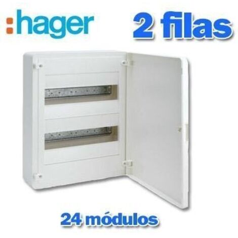 Caja automáticos superficie Hager, 2 filas, 24M ,VS212PE con puerta