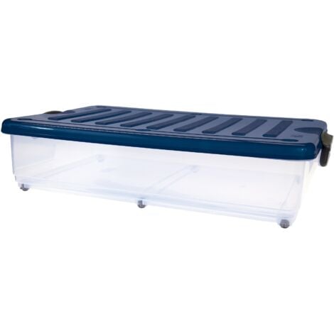 Caja bajo cama fabricada en material translucido Eurobox  DENOX- FAMESA  Azul