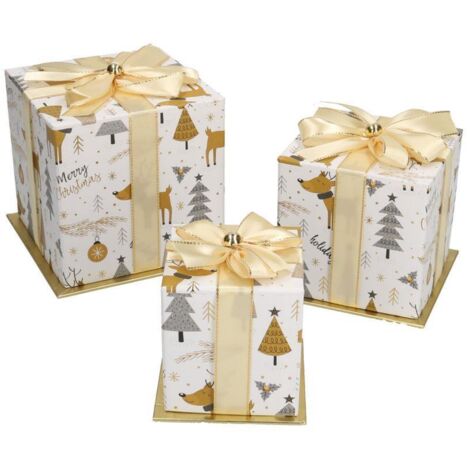 Caja cartón 1-3 cuadrado oro blanco cm14x14h12,5