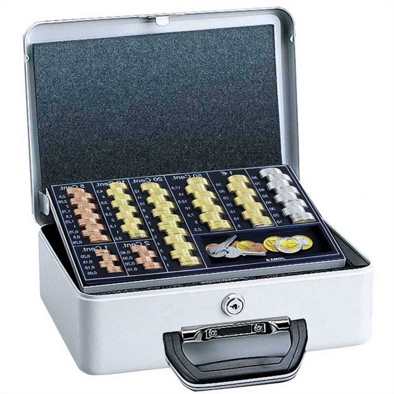 Caisse de monnaie en acier Duobox avec poignée monnayeur à serrure