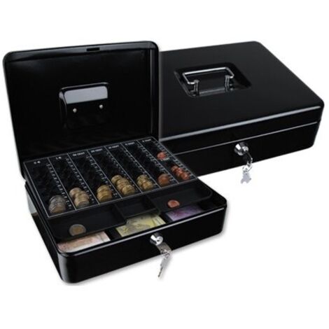 Caja caudales q-connect 12 300x240x90 mm negra con portamonedas
