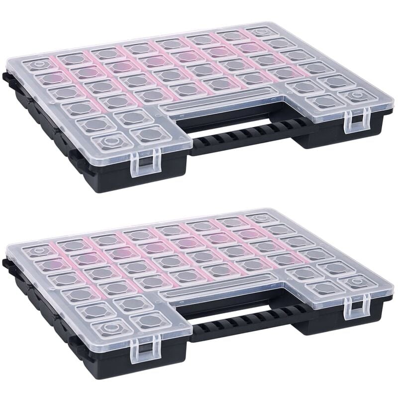 

vidaXL Caja compartimentos 2 uds divisores plástico 385x283x50 mm - Negro