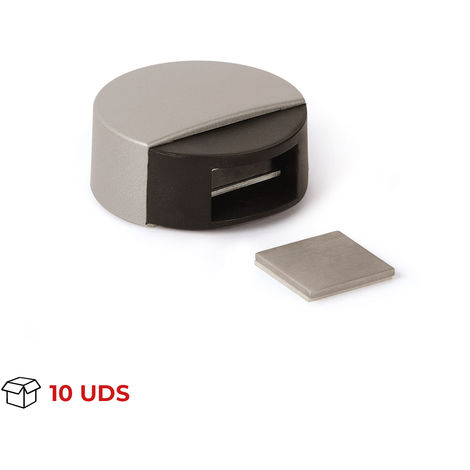 Caja con 10 retenedores de puerta con imán adhesivo marca REI, de estilo moderno, fabricado en plástico y con acabado beige