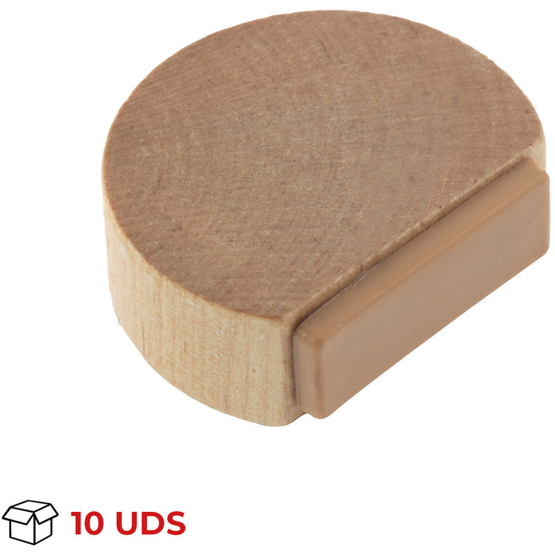 

Caja con 10 topes de puerta adhesivo marca REI, fabricado en madera, con acabado antracita y forma circular