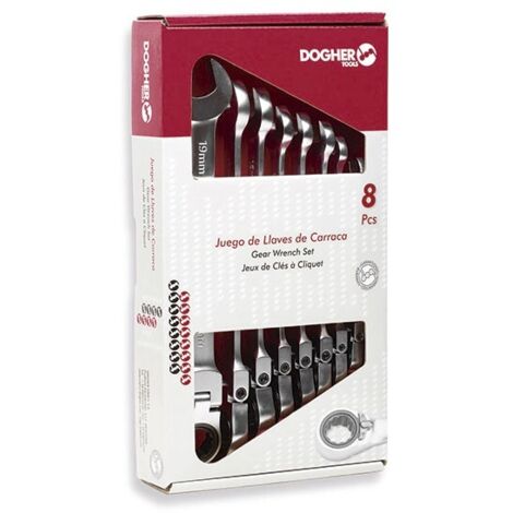 Caja con 8 llaves combinadas carraca flexible  DOGHER 458-038