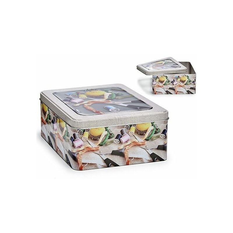 

Caja con Tapa Beige Plástico Hojalata