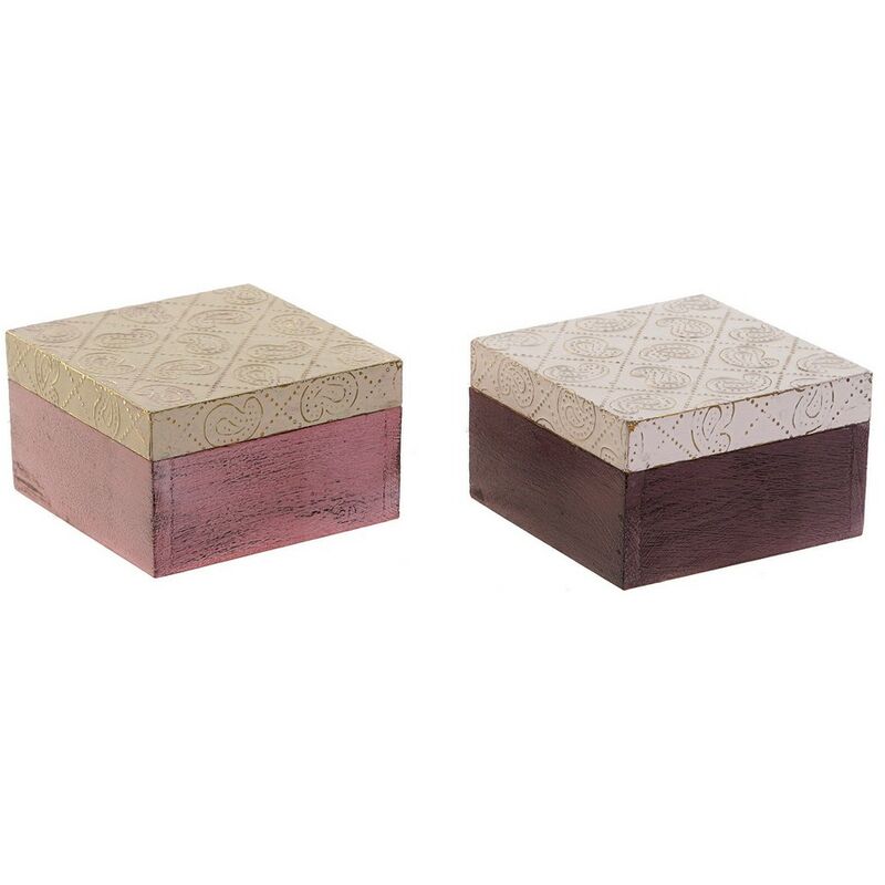 

BHD - Caja con Tapa DKD Home Decor Latón Madera de mango (2 pcs) (10 x 10 x 6.5 cm)