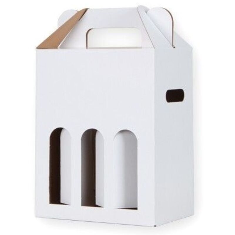 Caja con Ventana para 6 Botellas de Vino Embalaje de Regalo Blanco