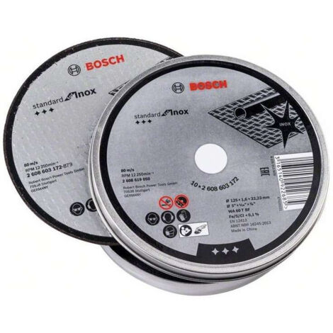 Caja de 10 Discos BOSCH Ø125 X 22.23 X 1.6 Standard INOX - 2608619050