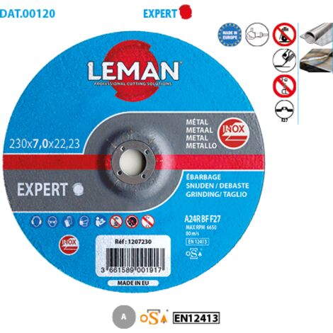 Caja de 10 discos de corte desplazados para desbarbado de acero inoxidable Expert ø 125, diámetro de agujero 22,23, espesor 7 mm