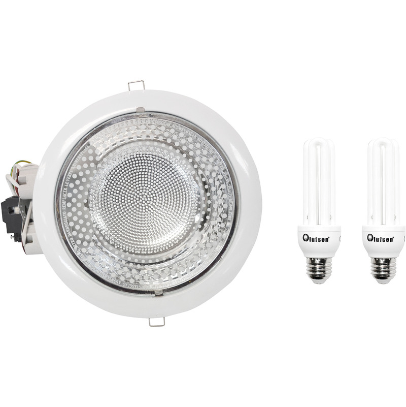 

Caja de 10 Downlight Blanco 23 cm diametro + 2 bombillas (por cada Downlight) bajo consumo 20W