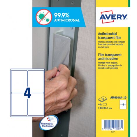 Caja De 10 Hojas (4 Etiq.Xhoja) Adhesivas Antibacterianas Y