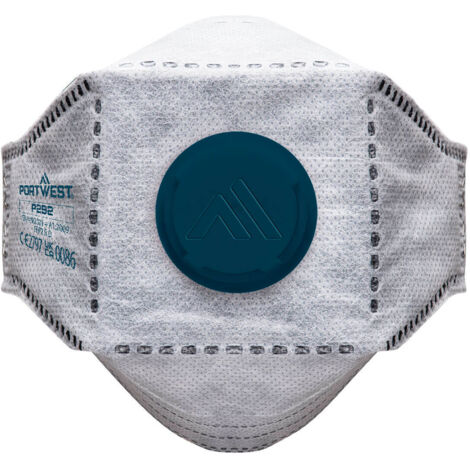 Caja de 10 mascarillas planas plegables de carbón con válvula EAGLE FFP3 Blanco