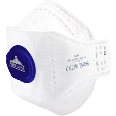 Caja de 10 mascarillas plegables planas EAGLE FFP2 con válvula Dolomite Blanco