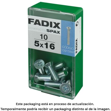 Caja de 10 unidades de tornillo métrico con cabeza plana M 5x16mm Fadix