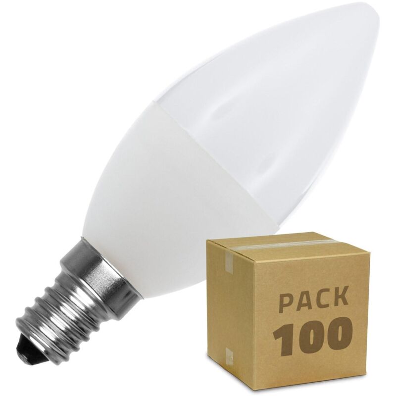 

Efectoled - Caja de 100 Bombillas LED E14 Casquillo Fino C37 5W Blanco Frío