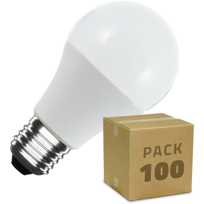 

Caja de 100 Bombillas LED E27 Casquillo Gordo A60 10W Blanco Frío
