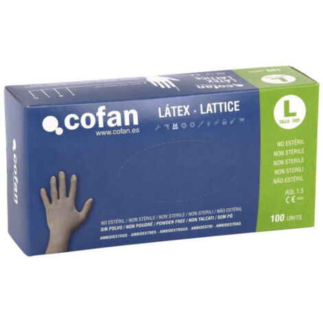 Caja de 100 guantes de látex Sin Polvo Muy Resistentes 100 % de látex en Varias Medidas - S